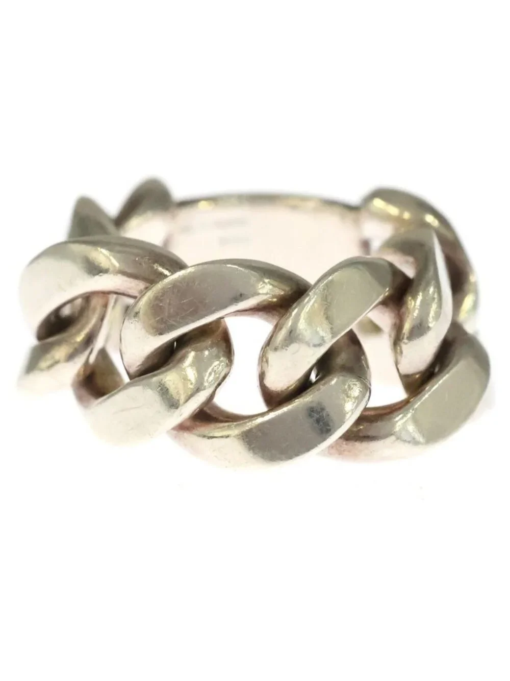 Bottega Veneta Chain Plate Ring Silver